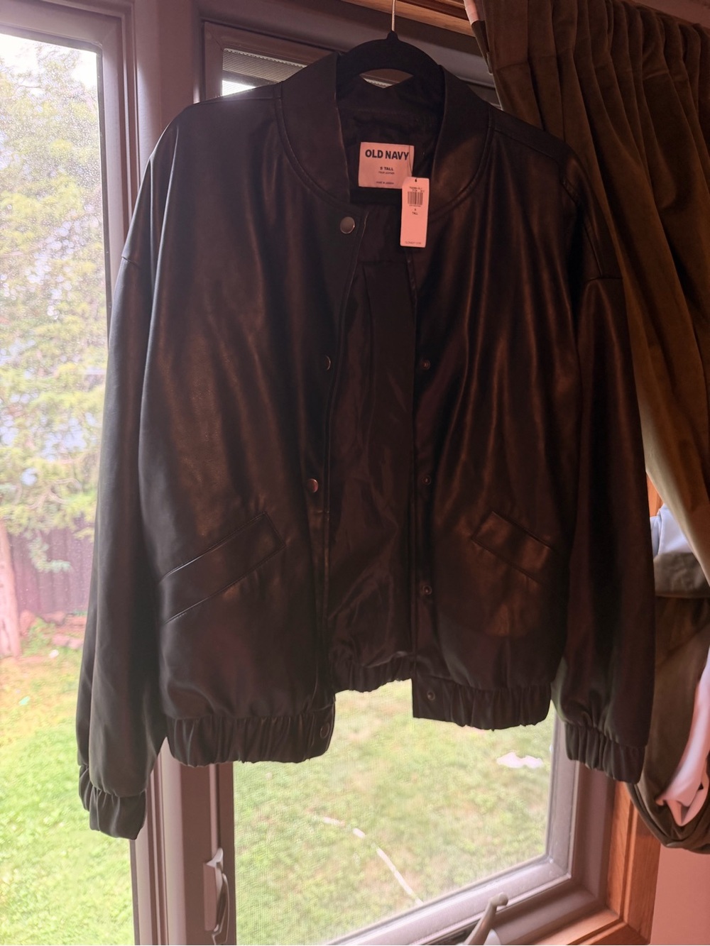Old Navy Black Faux Leather Bomber Jacket